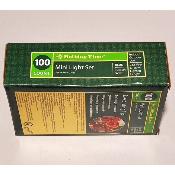 Holiday Time BLUE String Lights Mini Bulb 23.5' Green Wire Christmas In/Outdoor - Picture 6 of 6